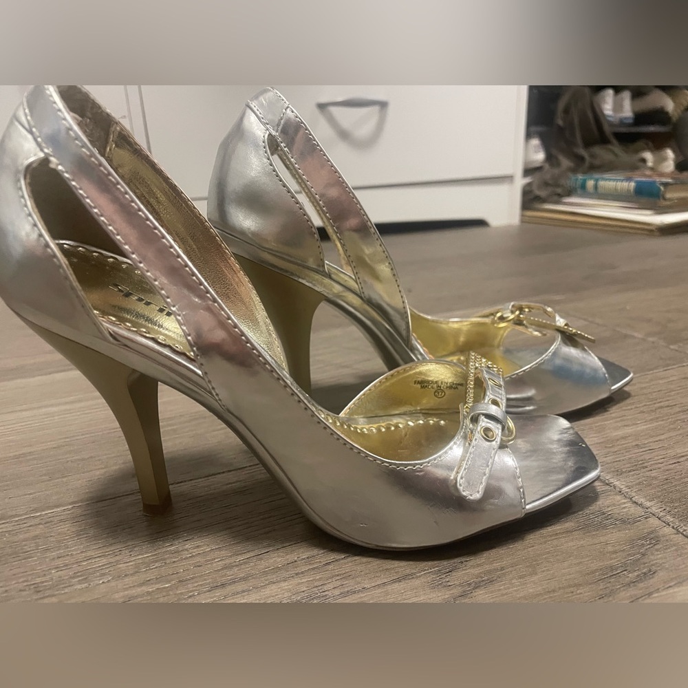 Silver summer heels
